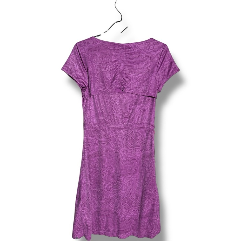 Merrell Light Purple Short Sleeve Waist Cinched Open Back Midi Dress - Picture 15 of 15